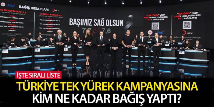 Türkiye Tek Yürek kampanyasına kim ne kadar bağış yaptı! İşte sıralı liste...