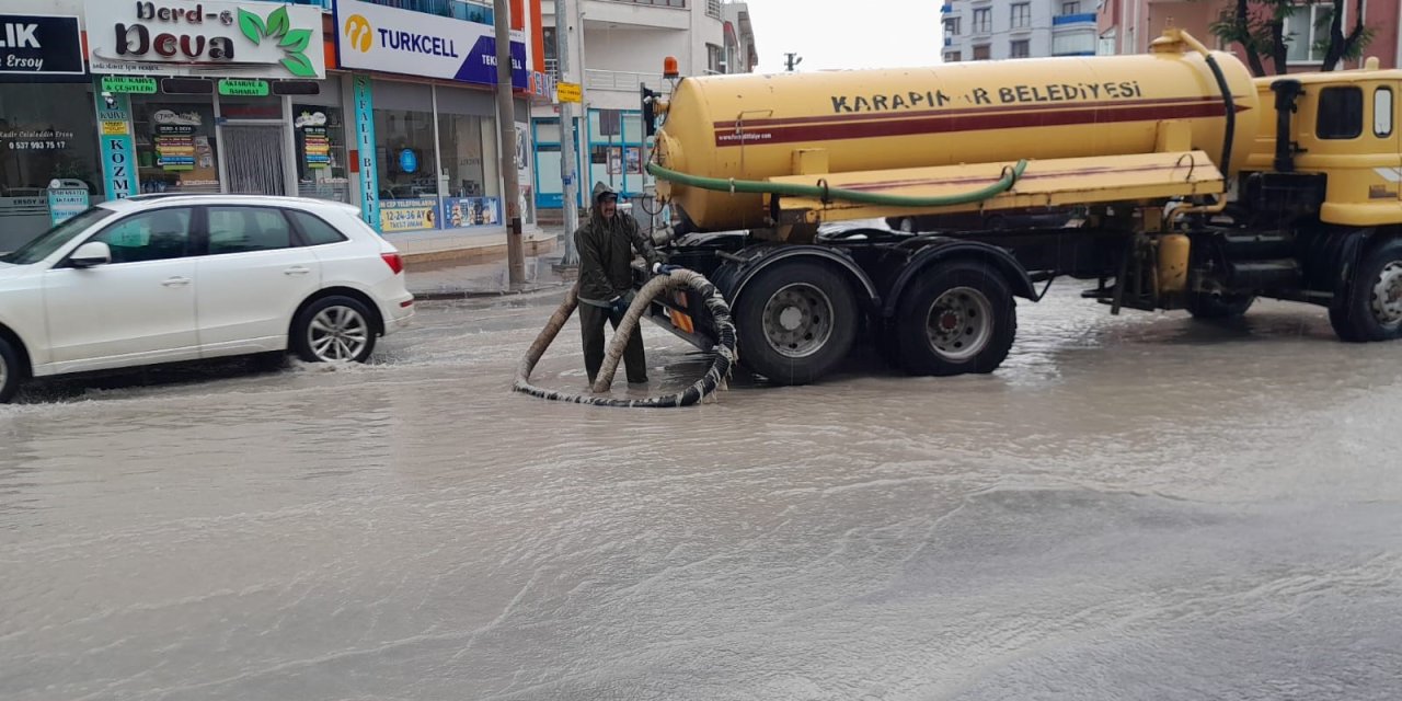 Karapınar'da yağmur yağışı etkili oldu