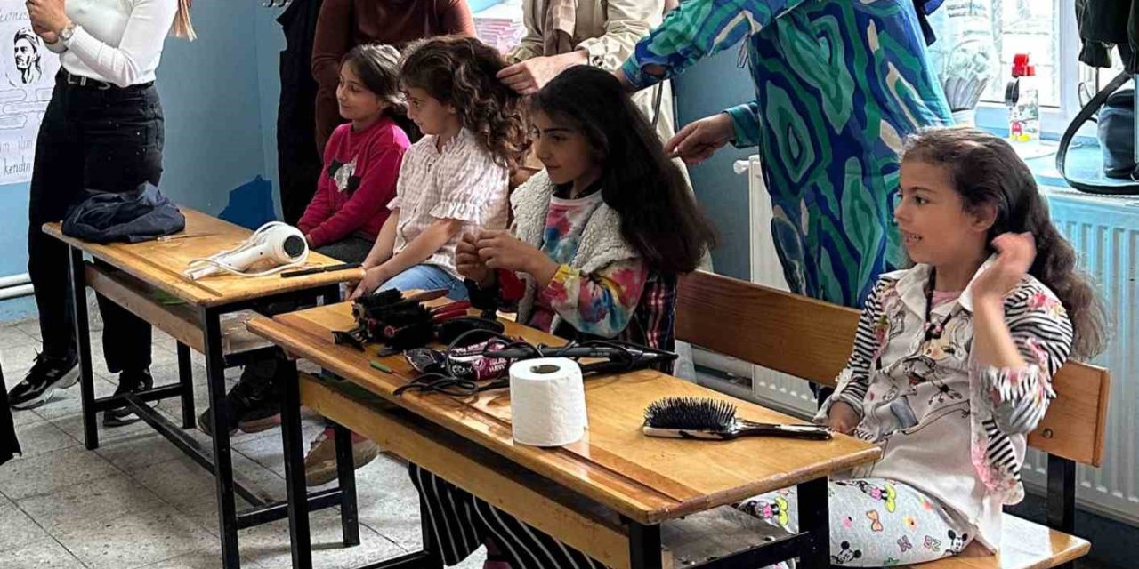 Köy okullarındaki kız çocuklarına yönelik saç kesimi yapıldı
