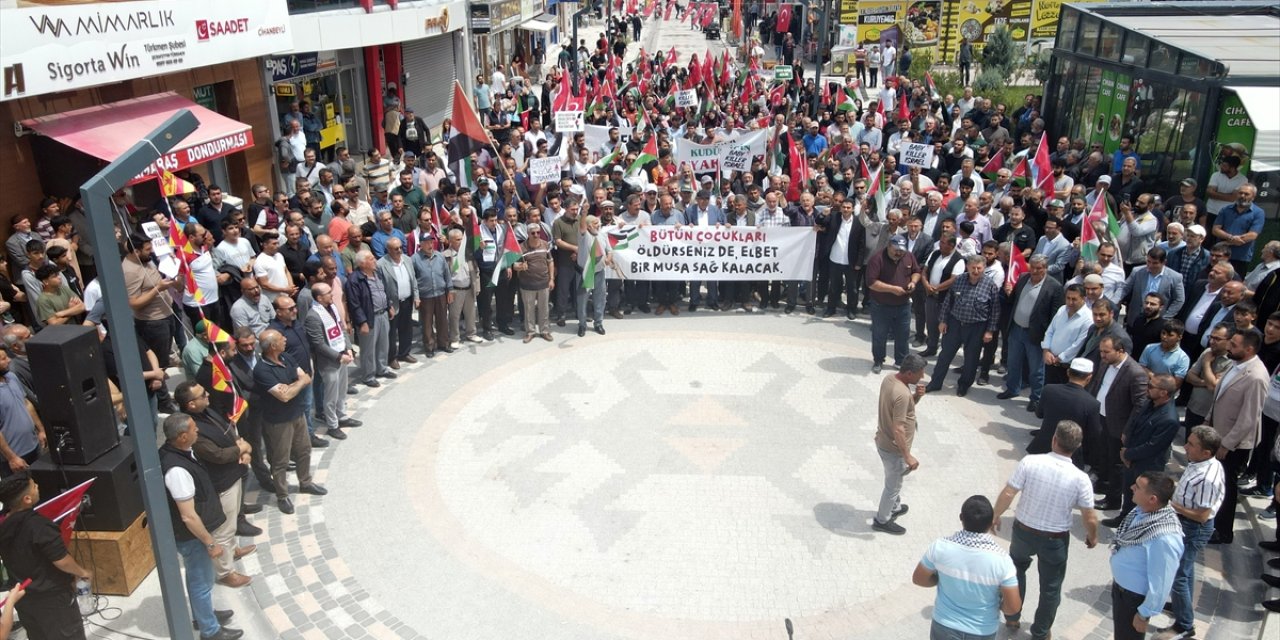 Cihanbeyli'de Filistin'e destek yürüyüşü yapıldı