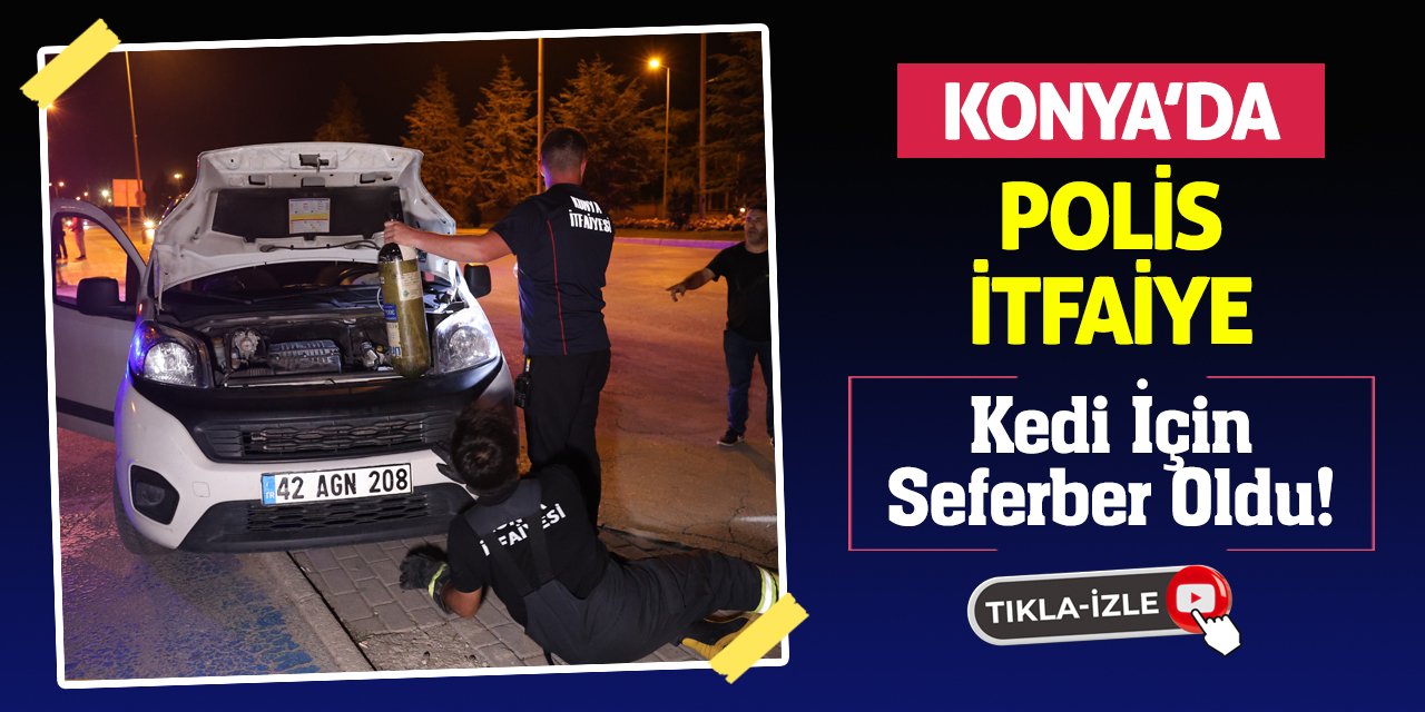 Konya'da Polis İtfaiye Kedi İçin Seferber Oldu!