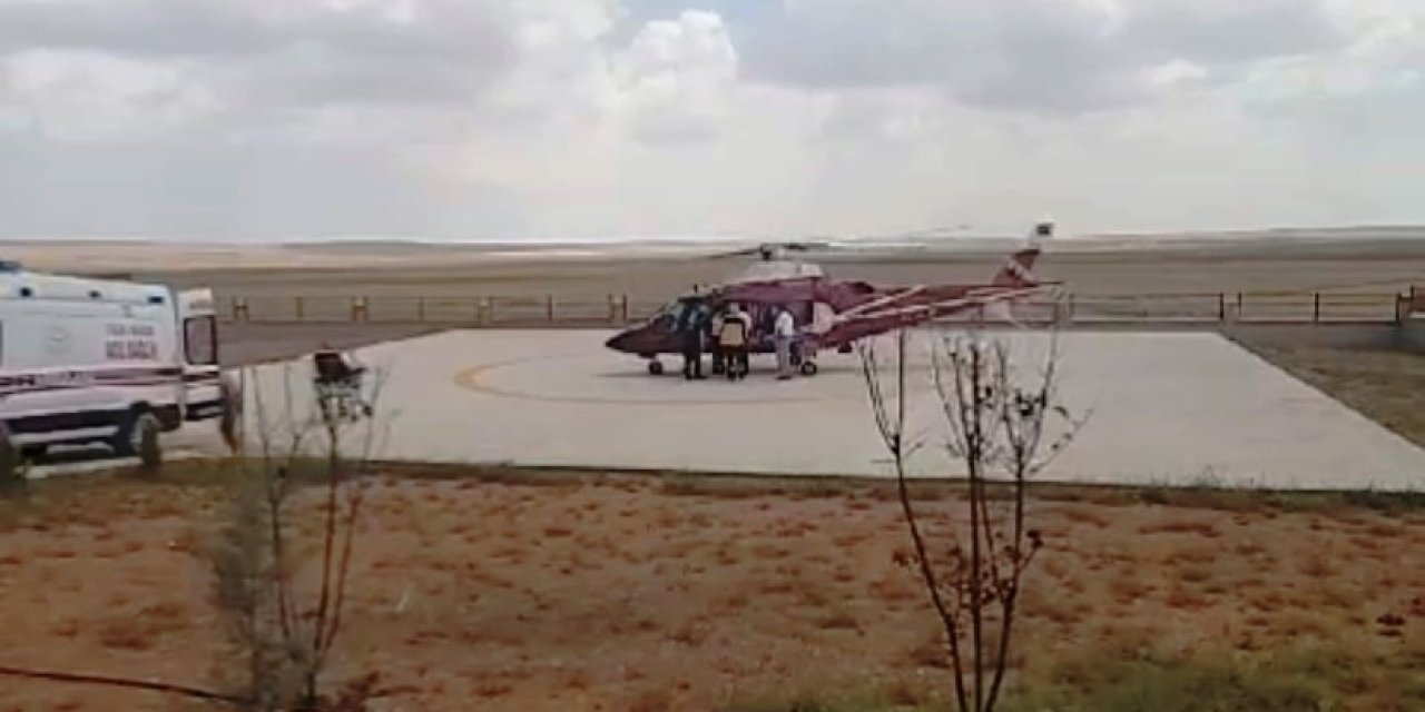 Konya'da hava ambulansı felç geçiren hasta için havalandı