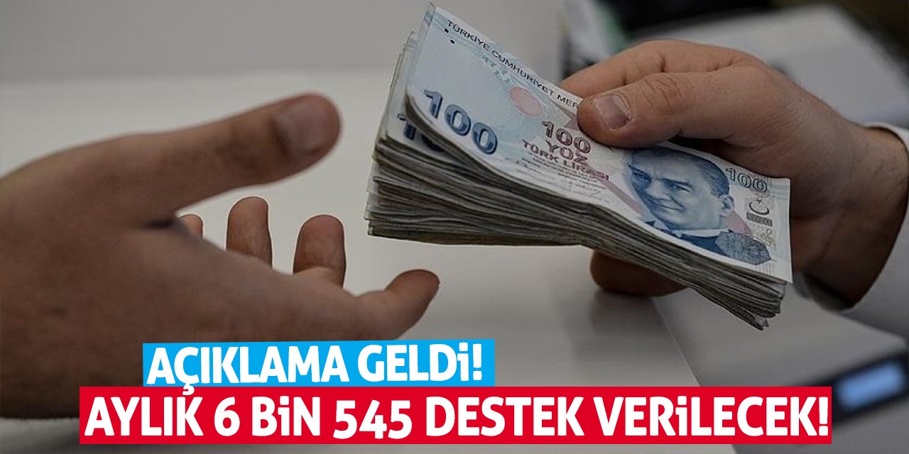 Aylık 6 Bin 545 Destek Verilecek! Açıklama Geldi!