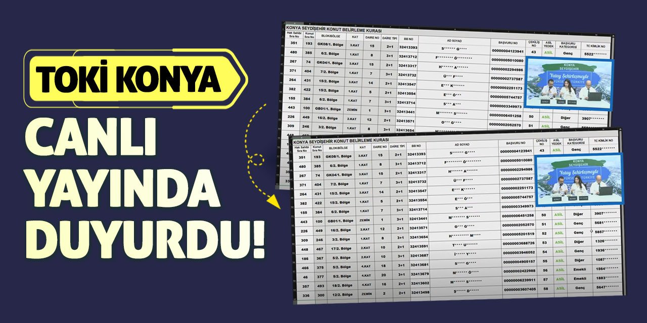 TOKİ Konya canlı yayında duyurdu!