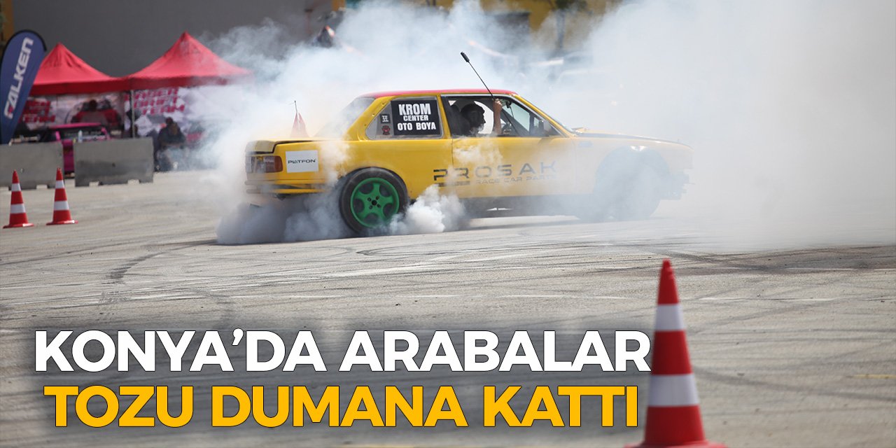 Konya’da Arabalar Tozu Dumana Kattı