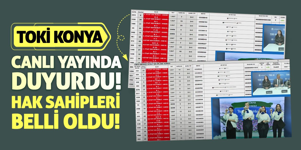 TOKİ Konya canlı yayında duyurdu! Hak sahipleri belli oldu!