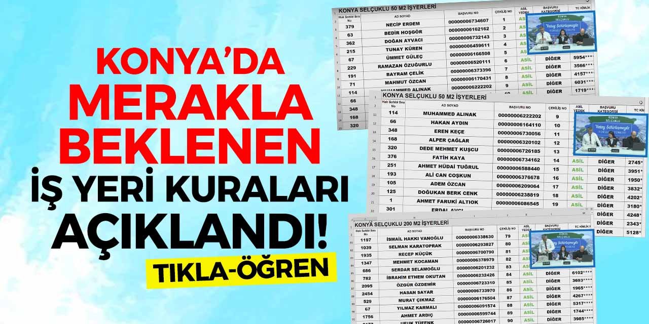 Konya’da Merakla Beklenen İş Yeri Kuraları Açıklandı! Tıkla-Öğren