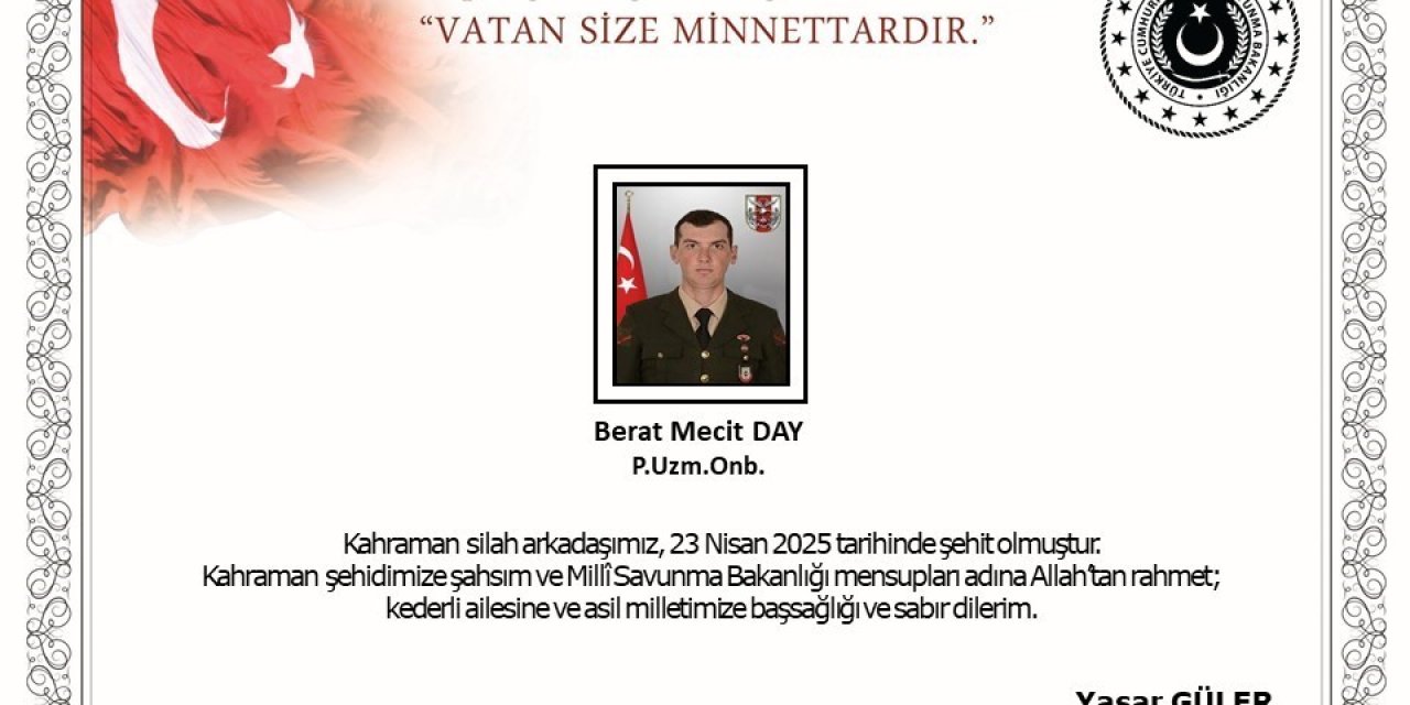 Pençe-Kilit operasyonu bölgesinde 1 asker şehit oldu