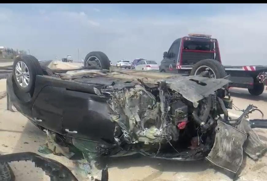 Konya'da takla atan otomobildeki karı koca yaralandı