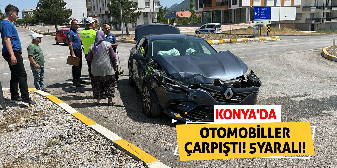 Konya'da otomobiller çarpıştı! 5 yaralı!