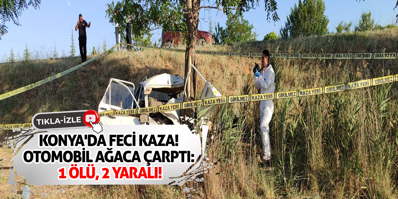 Konya'da feci kaza! Otomobil ağaca çarptı: 1 ölü, 2 yaralı!