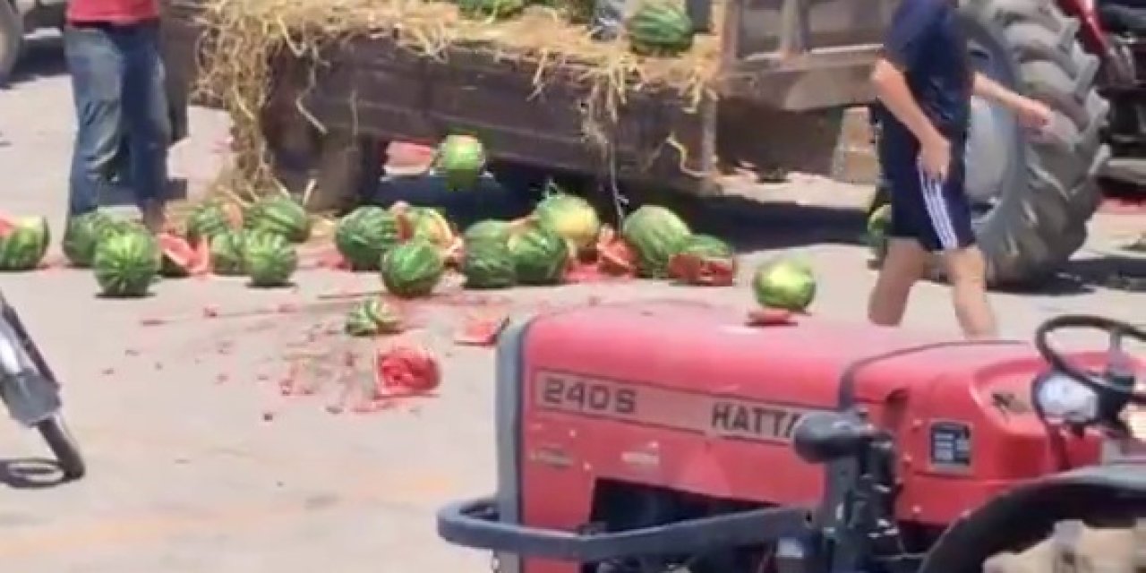 Karpuzları yere atıp, parçalayan üreticiler hakkında işlem başlatıldı