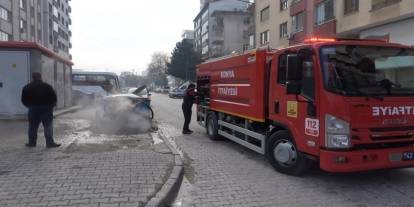 Konya'da çöp konteynerinde yangın