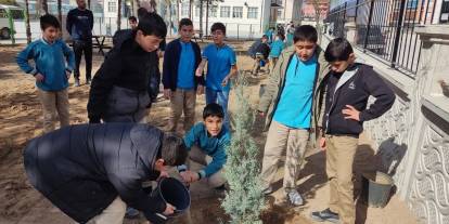 Konya'da öğrenciler fidan dikti