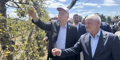 Başkan Bayraktar, Konya'da zirai dondan etkilenen elma bahçelerini inceledi