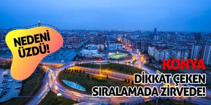 Konya dikkat çeken sıralamada zirvede! Nedeni üzdü