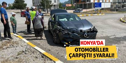 Konya'da otomobiller çarpıştı! 5 yaralı!