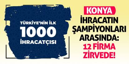 Konya İhracatın Şampiyonları Arasında: 12 Firma Zirvede!