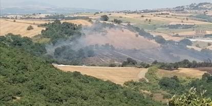 Balıkesir'de arazide çıkan yangına müdahale ediliyor
