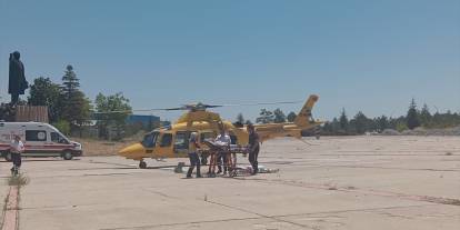 Konya'da ambulans helikopter kalp krizi geçiren hasta için havalandı