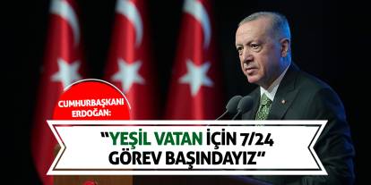 Cumhurbaşkanı Erdoğan: Yeşil Vatan İçin 7/24 Görev Başındayız