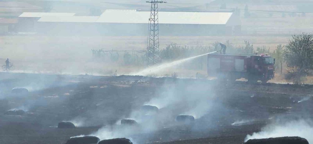 150 balya ve 20 dönüm tarla yanarak küle döndü